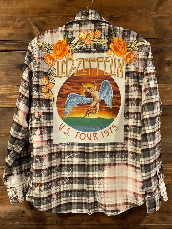 led zeppelin Other - CUSTOM LED ZEPPELIN “U.S. TOUR 1975” Bleached Flannel Shirt 
MENS size Medium